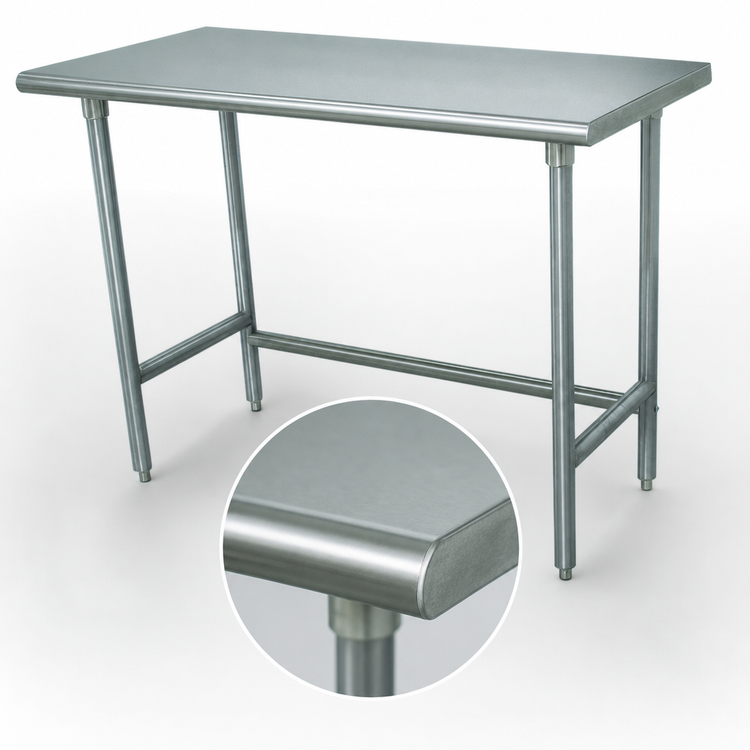 Product image #3 for Advance Tabco Special Value Series 60 x 36 Inch Flat Top Open Base Work Table, 430 Stainless Steel Top