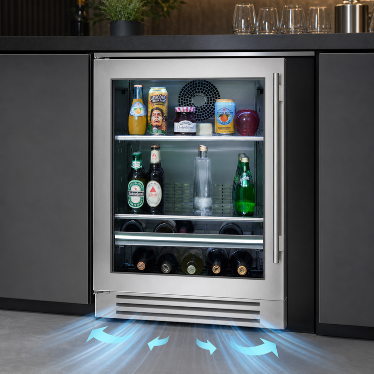 Product image #3 for True Residential 24-Inch Undercounter Beverage Center Refrigerator, One Section, Self-Contained, Glass Door
