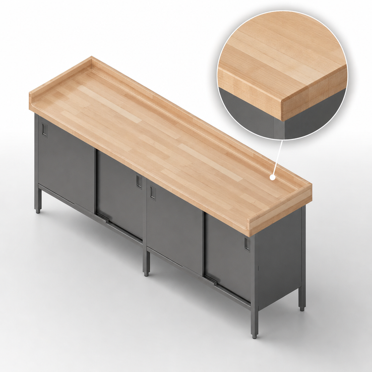 Product image #3 for John Boos 132-Inch x 30-Inch Maple Top Enclosed Base Work Table with Sliding Doors