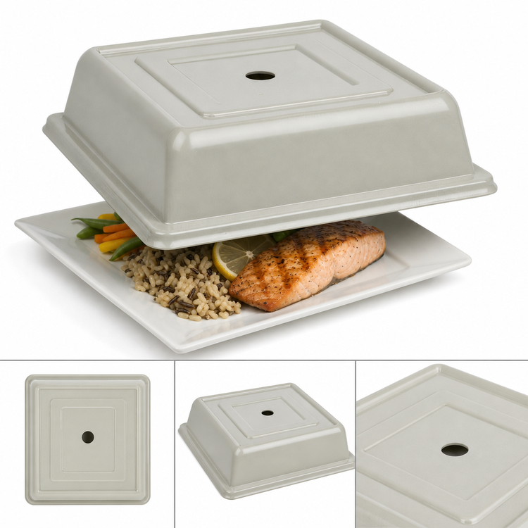 Product image #4 for Cambro Versa Camcover Square Fiberglass Plate Cover, 10 x 10 Inches Inside, Antique Parchment