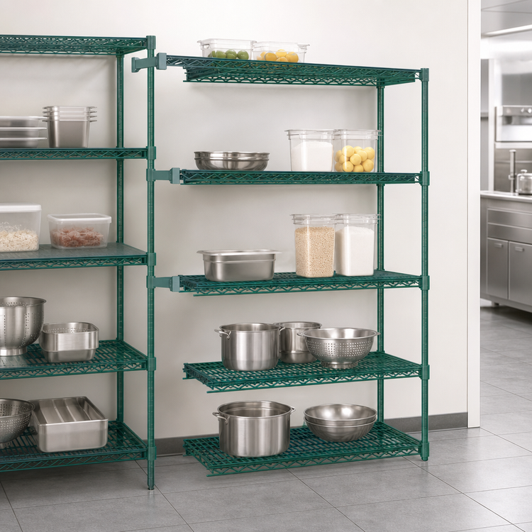 Product image #3 for Eagle Group Valu-Gard 4-Tier Add-On Wire Shelving Unit, 60 x 24 x 74 Inches, Green Epoxy Finish
