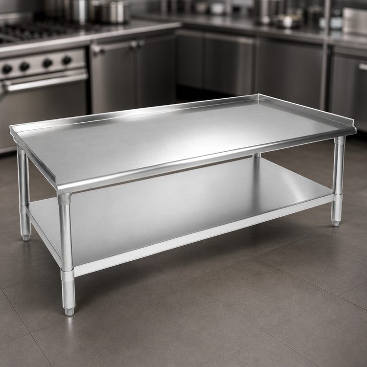 Product image #3 for John Boos 24" x 24" x 24" Stainless Steel Equipment Stand with 1-1/2" Upturned Top and Adjustable Undershelf