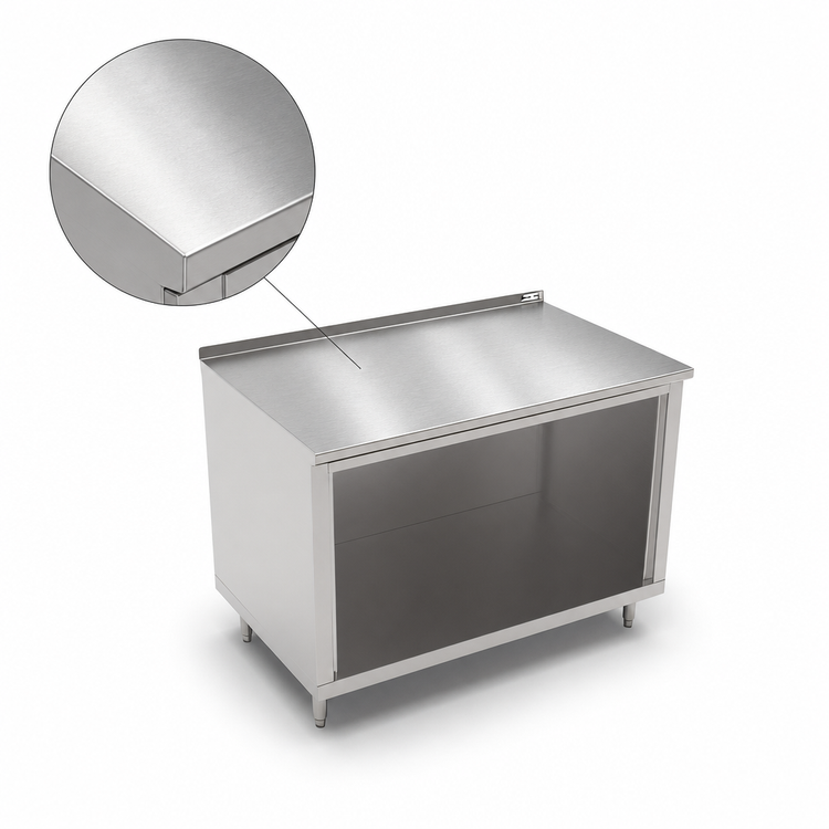 Product image #3 for John Boos Open Front Cabinet Base Work Table, 60 x 30 Inches, Stainless Steel Top, 1-1/2 Inch Rear Riser