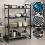 Thumbnail image #3 for Cambro Camshelving® Basics Plus CBU184872VS4580 Polymer Shelving Starter Unit, 48"W x 18"D x 72"H, 4-Shelf, 3 Vented/1 Solid, Brushed Graphite
