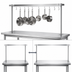 Thumbnail image #4 for 48-Inch Adjustable Table-Mounted Stainless Steel Pot Rack with Double-Prong Hooks