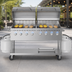 Thumbnail image #3 for KoolMore 60-Inch Mobile Commercial Outdoor Charbroiler Grill, 8-Burner, Propane, with Dual 30-Inch Roll Dome Covers