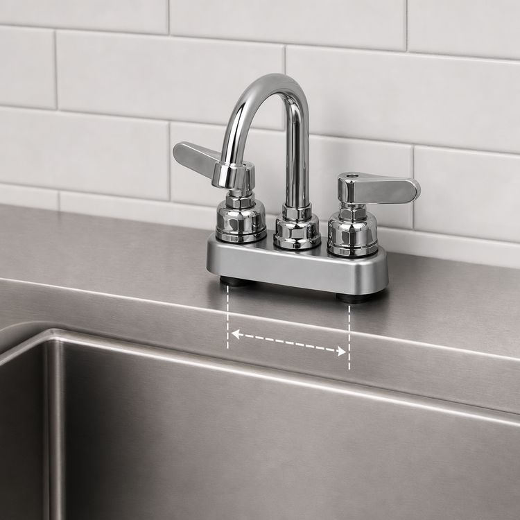 Product image #3 for T&S Brass B-1141-01 4-Inch Center Deck-Mount Workboard Mixing Faucet with 2.2 GPM Swivel Gooseneck