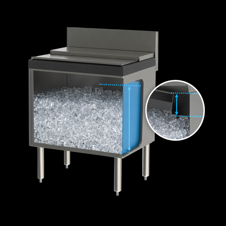 Product image #3 for Perlick Top Shelf Extra Capacity Modular Underbar Ice Bin/Cocktail Unit, 24 Inch x 24 Inch, 75 lb. Capacity