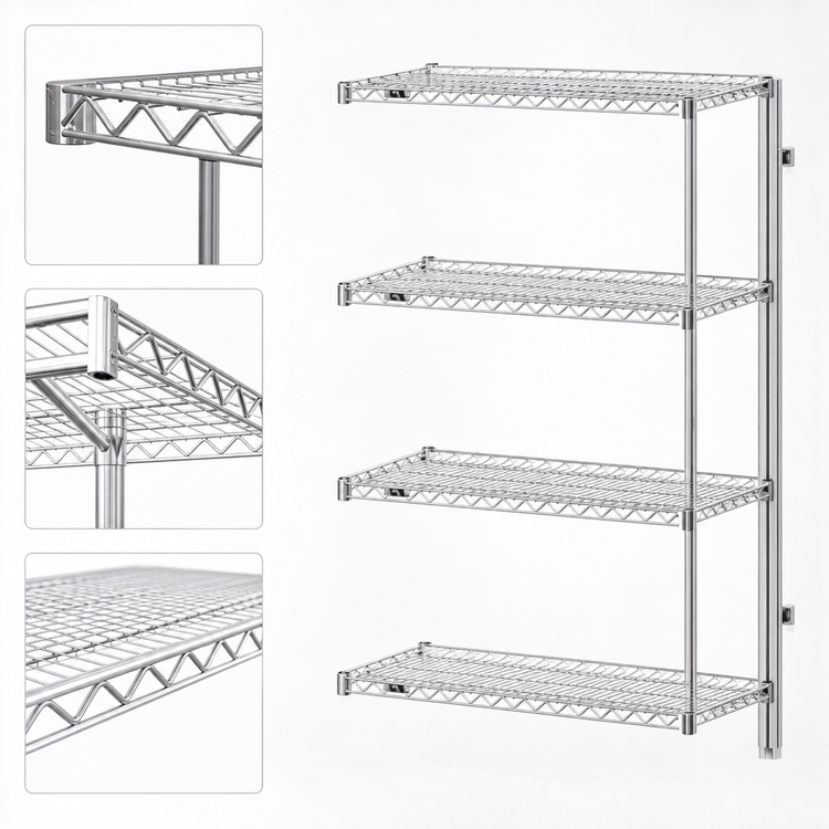 Product image #3 for Eagle Group 4-Tier QuadTruss® Add-On Wire Shelving Unit, 36 x 24 x 63 Inches, Chrome-Plated