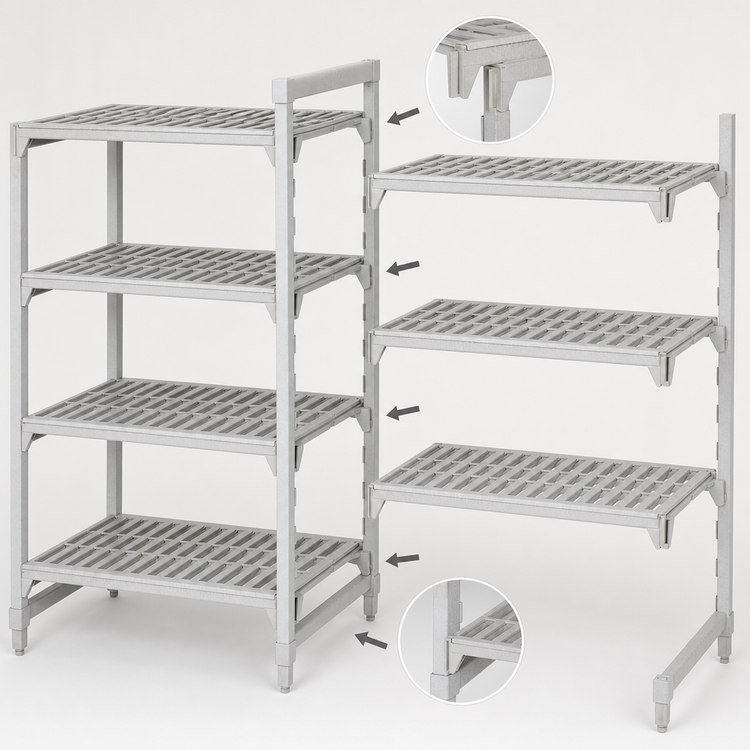 Product image #4 for Cambro Camshelving Premium 30"W x 24"D x 72"H 4-Tier Vented Add-On Polymer Shelving Unit