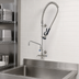 Thumbnail image #4 for T&S Brass Wall-Mount Pre-Rinse Mixing Faucet with Add-On Faucet, 14-Inch Swing Nozzle, 44-Inch Hose and Blue Spray Valve