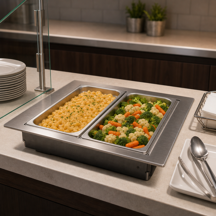 Product image #3 for Vollrath Short Side Drop-In Hot Well for 2 Full-Size Pans, Thermostatic, Standard Drain, 120V
