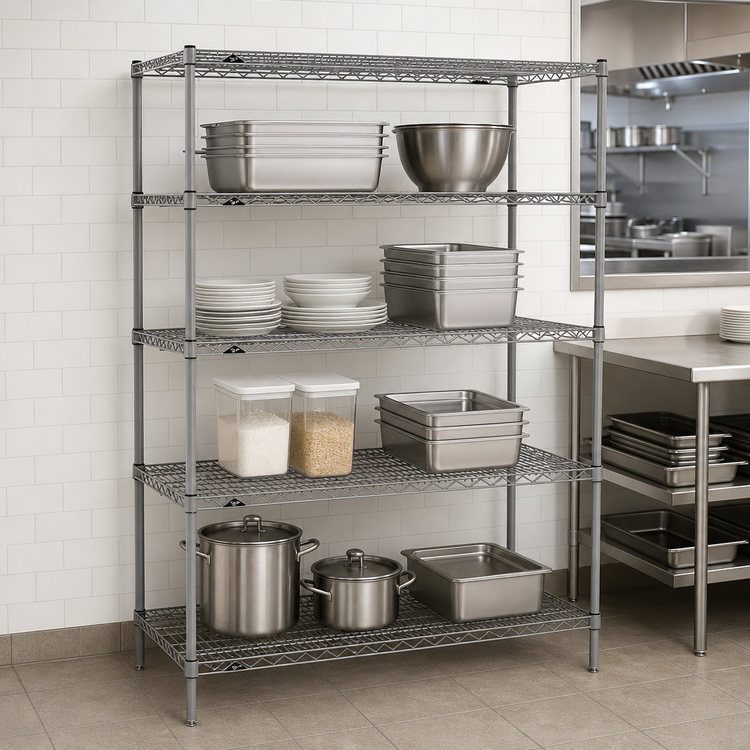Product image #3 for Metro Super Erecta 60 x 21 x 63 Inch Stationary Starter Wire Shelving Unit, 4 Shelves, Gray Epoxy-Coated with Microban