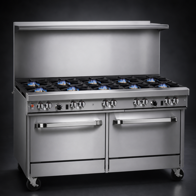 Product image #3 for Southbend Ultimate 60-Inch Gas Restaurant Range with 10 Open Burners, Convection Oven, and Cabinet Base