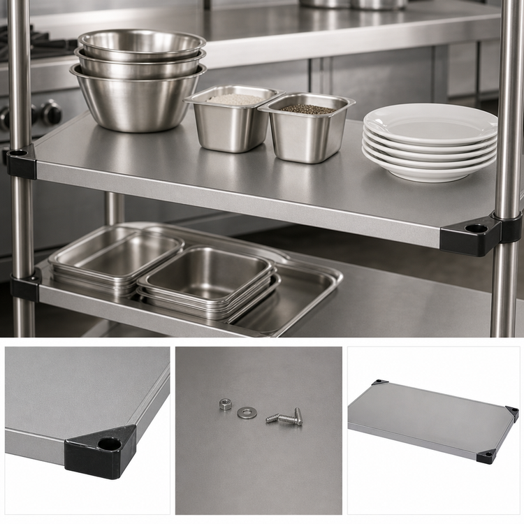 Product image #3 for Quantum 60 Inch x 18 Inch 304 Stainless Steel Solid Shelf