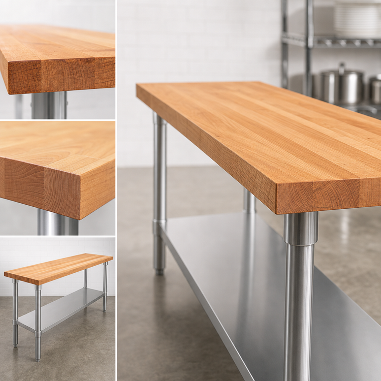 Product image #3 for John Boos 72-Inch x 18-Inch Wood Top Work Table with Stainless Steel Legs and Adjustable Undershelf
