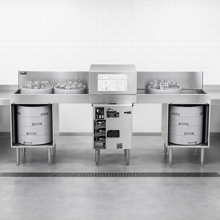 Product image #3 for Glastender GT-18+2-78R Side-To-Side Pass-Thru Glasswasher Station with Left and Right Drain Tables