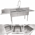 Thumbnail image #3 for BK Resources Three-Compartment Stainless Steel Soiled Dish Table with Pre-Rinse Faucet, 100-Inch x 30.5-Inch