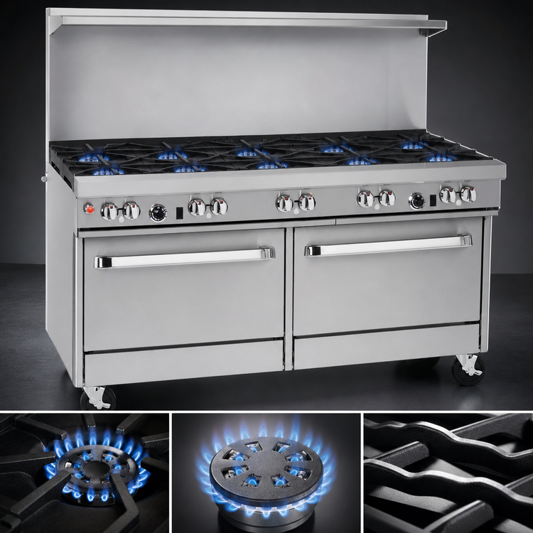 Product image #3 for Southbend Ultimate 60-Inch Gas Restaurant Range with 8 Burners, Standard Oven, and Cabinet Base