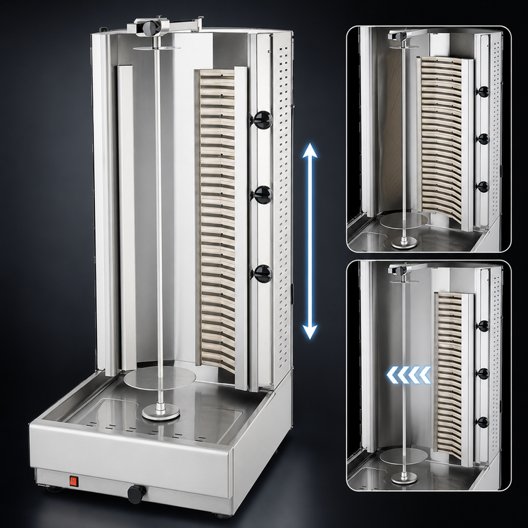Product image #3 for Visvardis DE4A Electric Vertical Broiler Gyro Machine, 155-200 lb Capacity, Stainless Steel, 220V/3-Phase