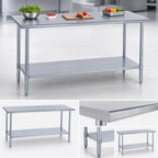 Thumbnail image #3 for Duke Manufacturing 314S-2460 60-Inch x 24-Inch Stainless Steel Work Table, 14-Gauge 300-Series Flat Top, Open Base with Undershelf
