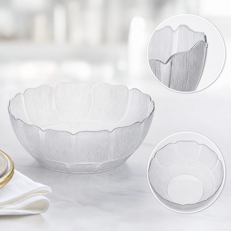 Product image #4 for Petal Mist Floral-Edge Clear Polycarbonate Bowl, 5.6 Qt., 12 Inch Diameter