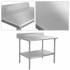 Thumbnail image #3 for John Boos Stallion ST6R5-36144SSK Stainless Steel Work Table, 144"W x 36"D, 16-Gauge Type 300 Top, 5" Backsplash, Adjustable Undershelf