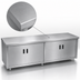 Thumbnail image #3 for Advance Tabco Special Value Economy Enclosed Work Table with Cabinet Base and Hinged Doors, 108 x 24 Inches, 16-Gauge 304 Stainless Steel Top