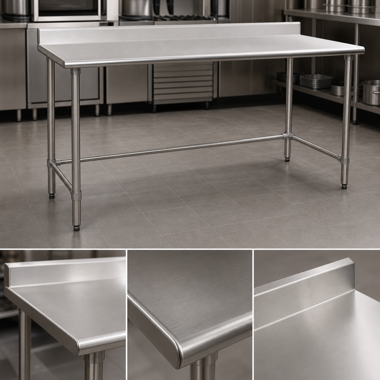 Product image #3 for BlendPort® Deluxe Series Stainless Steel Work Table with 4-1/2" Backsplash, 48"W x 24"D