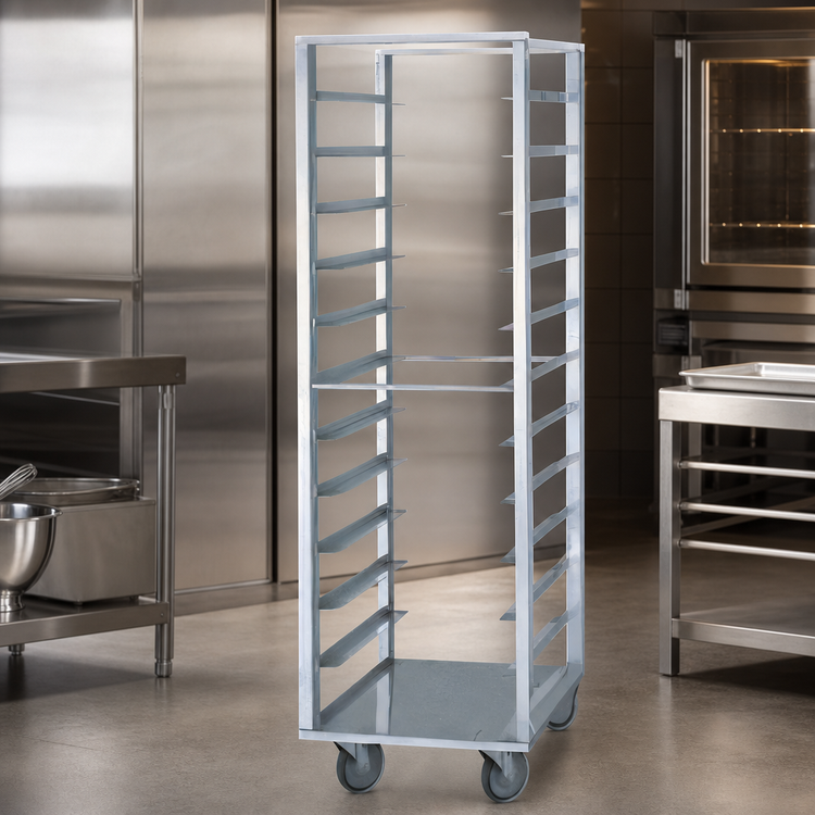 Product image #3 for Dinex Roll-In Aluminum Angle Rack, 26-Sheet Pan Capacity for 18" x 26" Sheet Pans