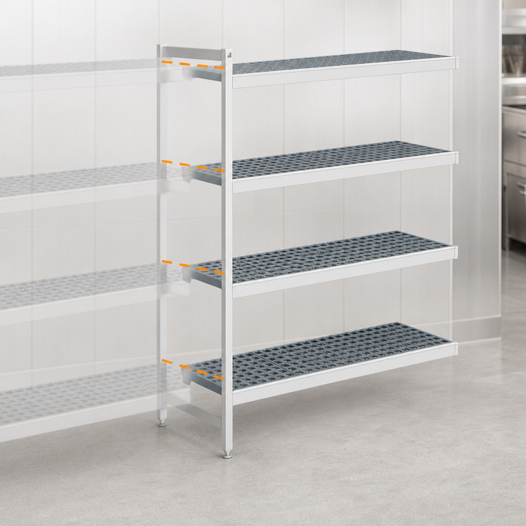 Product image #3 for Fermostock 4-Tier Polymer Shelving Expansion Unit, 26 x 14 x 83 Inches, Gray