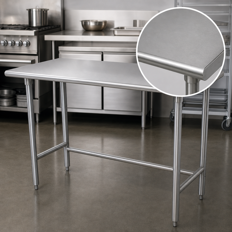 Product image #3 for Advance Tabco TSS-306 72-Inch x 30-Inch 14 Gauge 304 Stainless Steel Work Table with Open Base