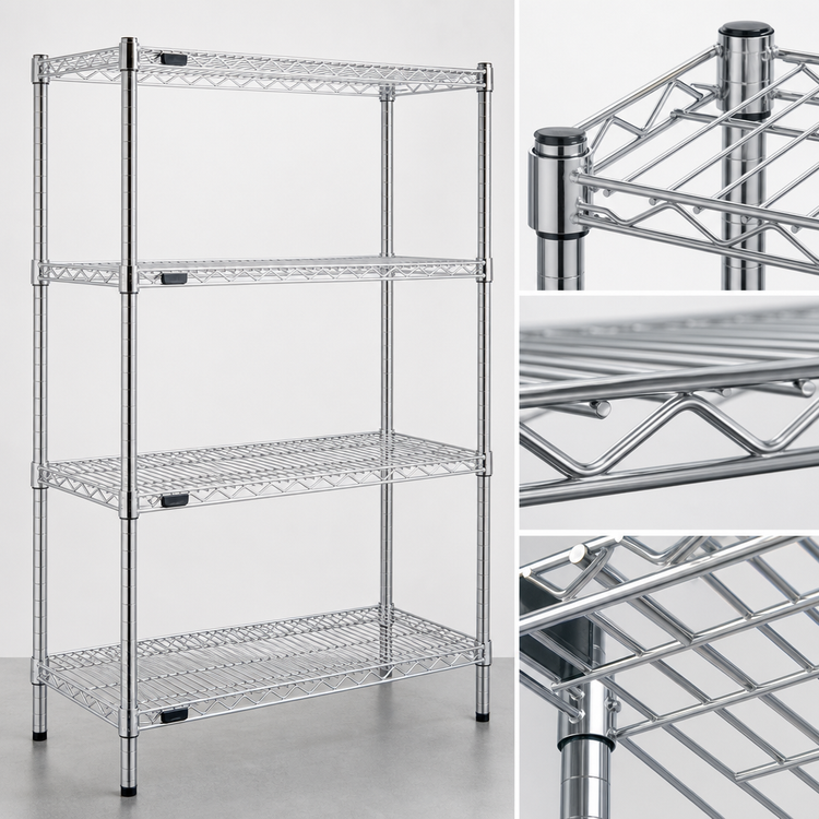 Product image #3 for EagleGard Red-i-Pak 4-Tier Wire Shelving Unit, 48W x 24D x 63H, Stationary