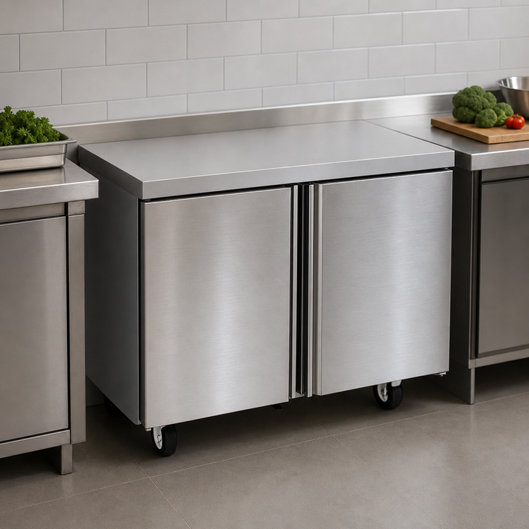 Product image #3 for Delfield 48-Inch Two-Section Worktop Freezer with Doors, Self-Contained Rear-Mounted, R290, 115V