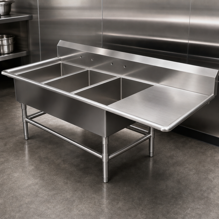 Product image #3 for John Boos Pro-Bowl 3-Compartment Bakery Sink with 24 Inch Right Drainboard