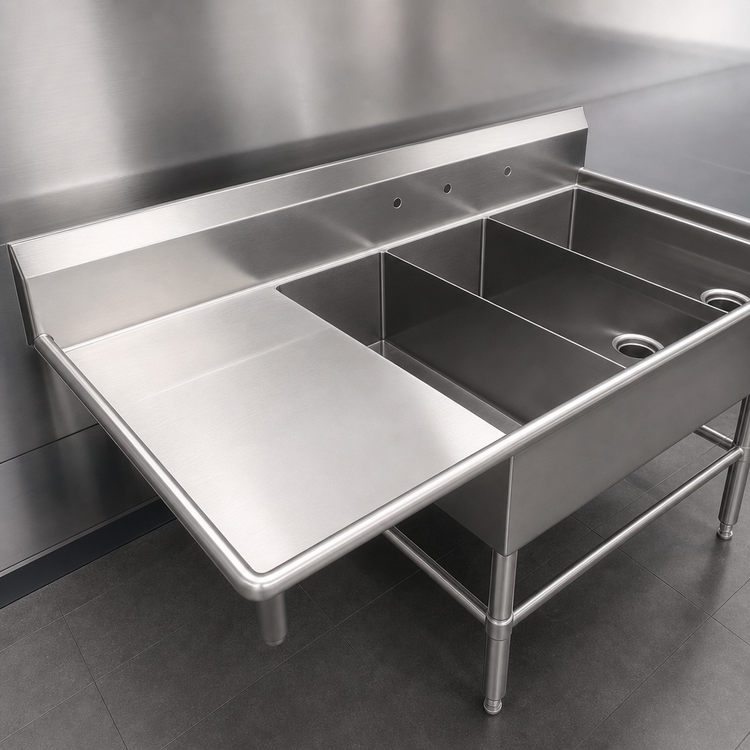 Product image #3 for John Boos Pro-Bowl 3-Compartment Stainless Steel Platter Sink with 18-Inch Left Drainboard