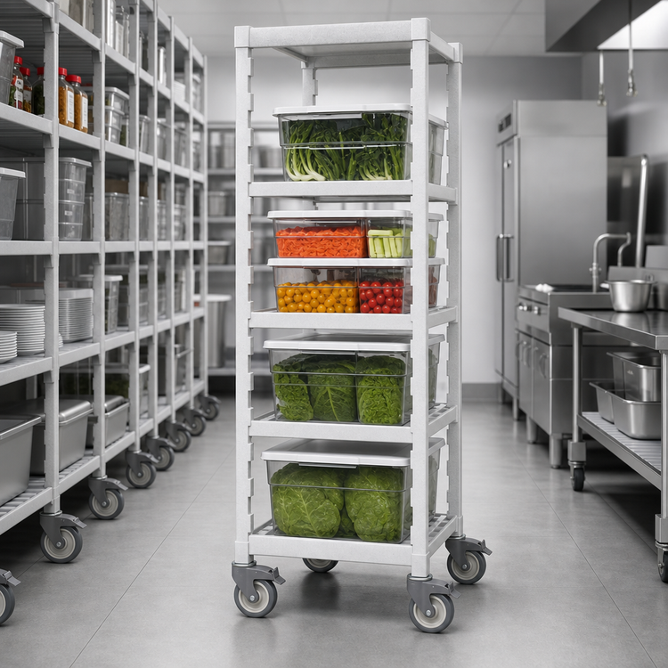 Product image #4 for Cambro Camshelving Premium Series High-Density Mobile Post Kit, 18 x 75-1/4 Inch, Speckled Gray