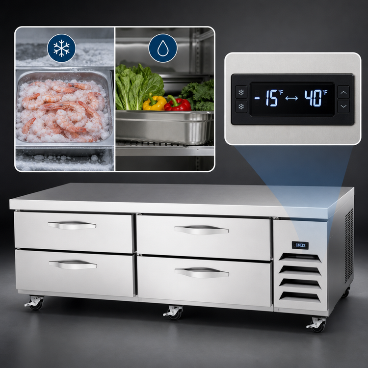 Product image #3 for 72-Inch Four-Drawer Cross Temp Chef Base Refrigerator/Freezer - Beverage-Air WTCTCS72HC