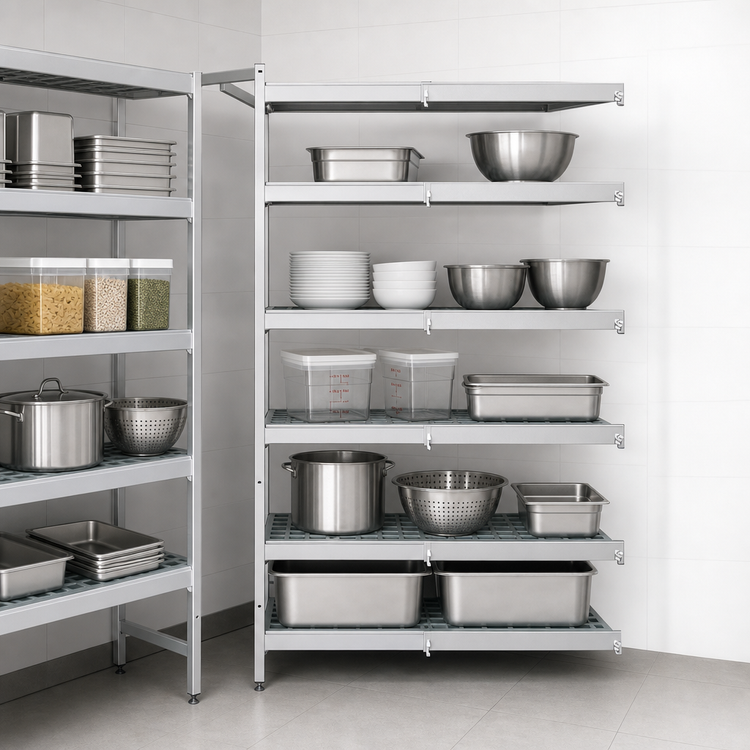 Product image #3 for Fermostock 5-Tier Corner Expansion Polymer Shelving Add-On Unit, 83 Inch H x 68 Inch W x 22 Inch D
