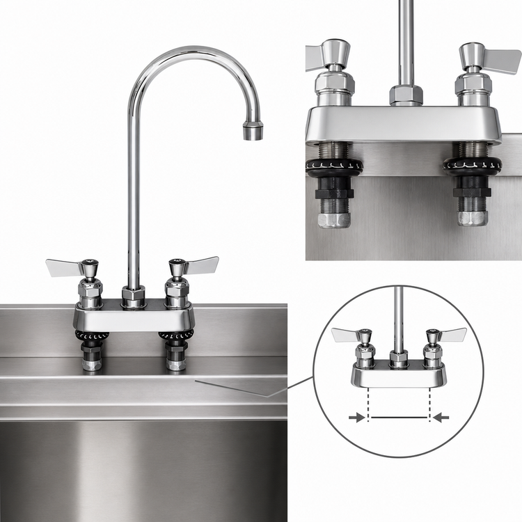 Product image #3 for Fisher 4-Inch Centers Deck-Mount Manual Faucet with 6-Inch Swivel Gooseneck Spout, Lever Handles, Low-Lead Brass
