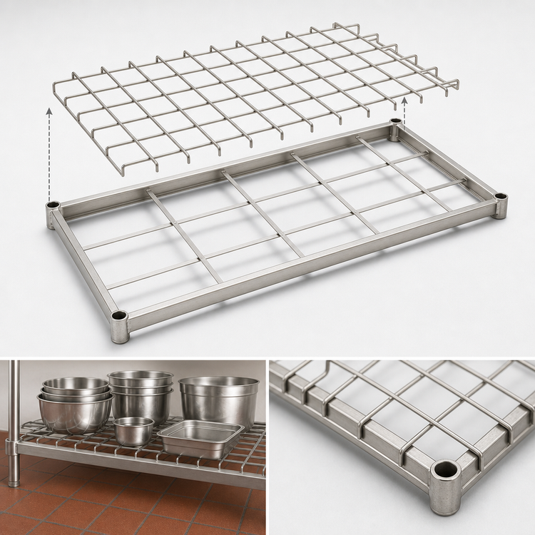 Product image #3 for Eagle Group Chrome Dunnage Shelf with Removable Wire Mat, 60 x 18 Inches
