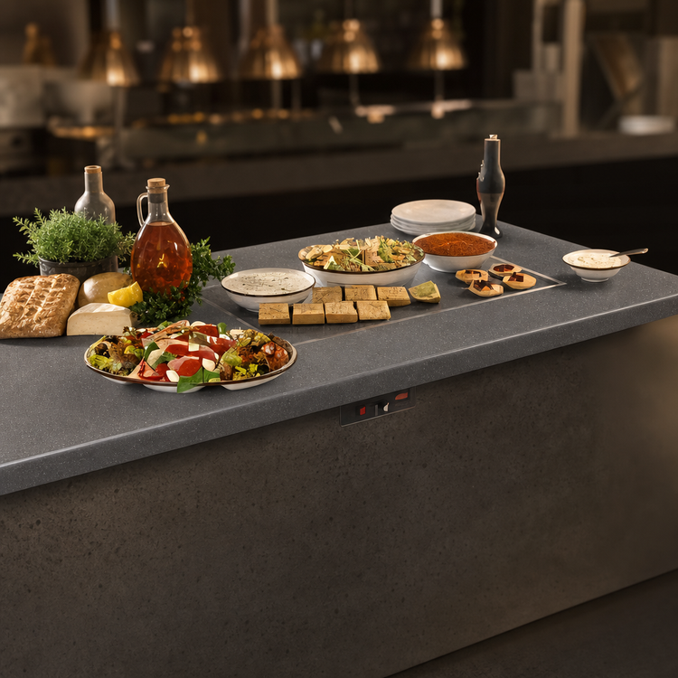 Product image #3 for Hatco Glo-Ray Simulated Stone Built-In Rectangular Heated Shelf, 61-5/8 x 19-5/8 x 2-1/4 Inch, 120V
