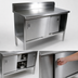 Thumbnail image #3 for John Boos Enclosed Work Table with Cabinet Base and Sliding Doors, 36 x 30 Inch, 14-Gauge 300 Series Stainless Steel Top, 5-Inch Backsplash