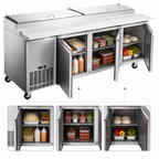 Thumbnail image #3 for Hurakan by Equip.me 92-Inch 3-Door Pizza Prep Table with Electronic Control