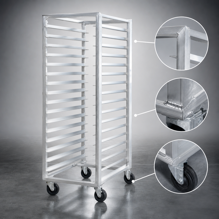 Product image #3 for Carter-Hoffmann 20-Tray End-Loading Fixed Angle Aluminum Pan Rack for 18" x 26" Trays