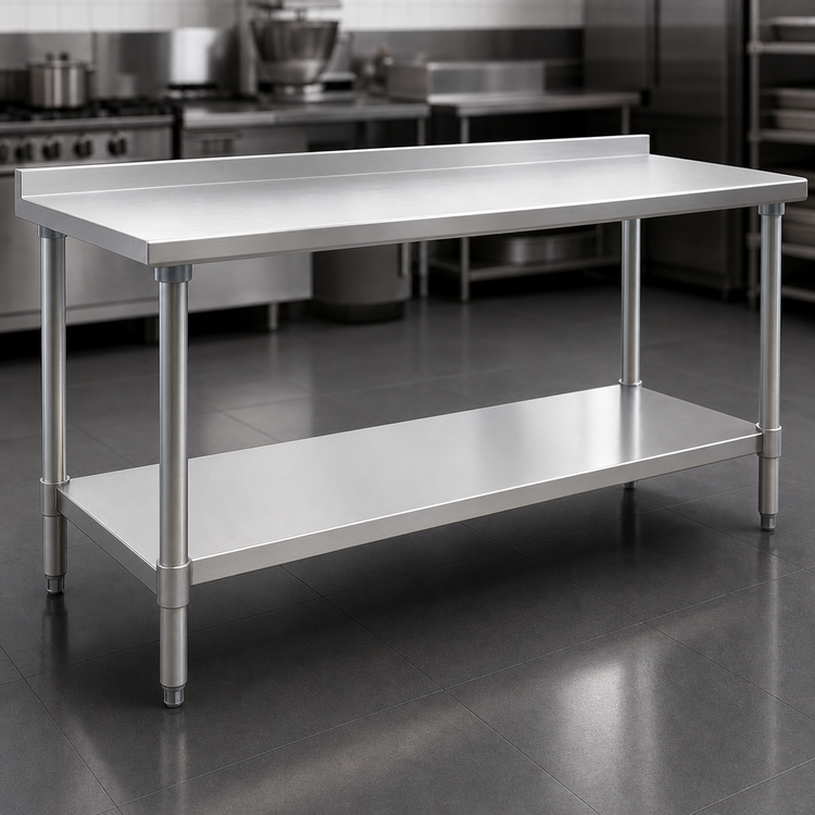 Product image #3 for Eagle Budget Series Stainless Steel Work Table with Rear Upturn and Adjustable Undershelf, 120 x 30 Inches