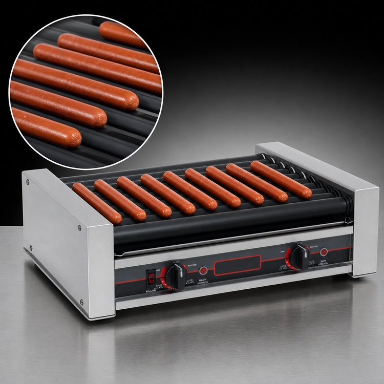 Product image #3 for Roll-A-Grill 10-Roller Countertop Hot Dog Grill, 27 Capacity, 220V