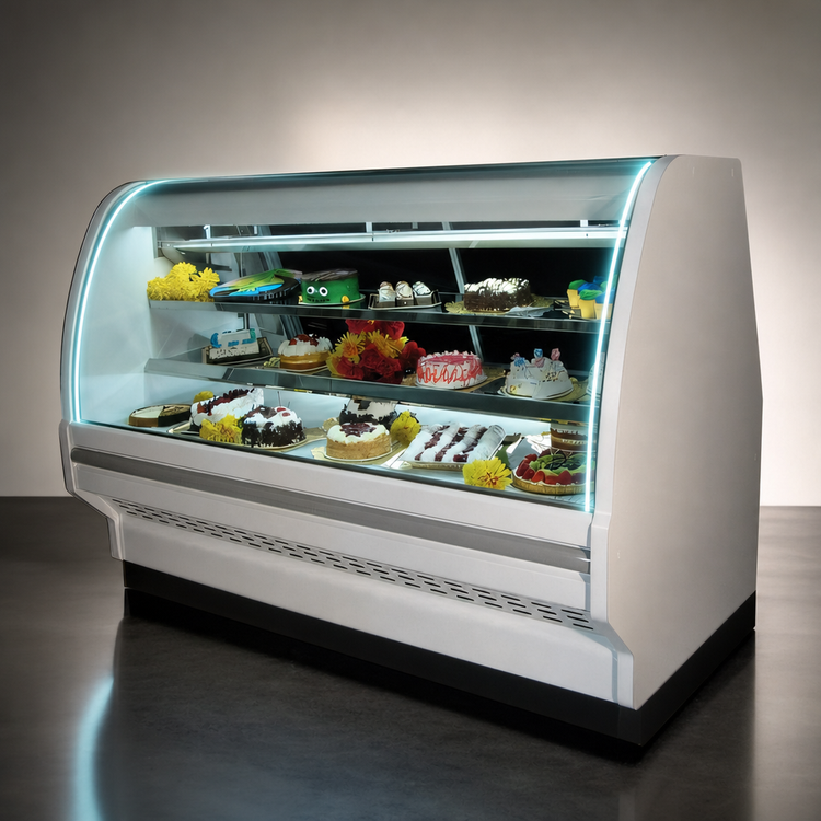 Product image #3 for Howard-McCray 99.5-Inch Wide Full-Service Remote Refrigerated Bakery Display Case with Curved Glass and LED Shelving