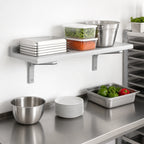 Thumbnail image #4 for Cambro Camshelving® CSWS1448SK480 Wall-Mounted Solid Polypropylene Shelf, 48 x 14 Inches, 2-Inch Molded Backsplash, Speckled Gray