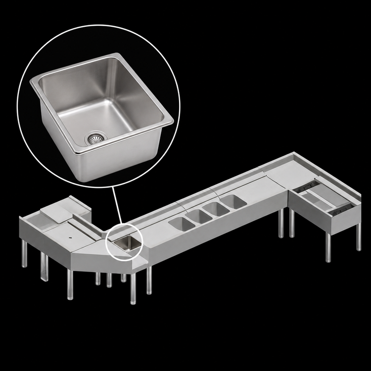 Product image #4 for Eagle Group 2200 Series 36-Inch Underbar Cocktail Unit with 8 Bottle Wells